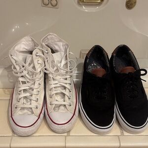 White Converse High Tops Black Vans sneakers set - Size 11 (both)